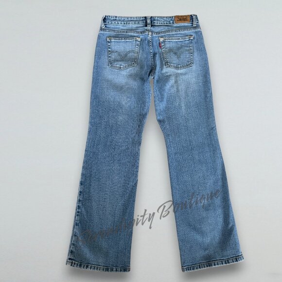 Levis 515 Loose Fit Wedgie Boot Cut Faded Distressed Light Wash Blue Jeans Sz 6 - Picture 4 of 15